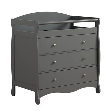 Changing Table Dresser Baby Diaper Changing Station Infant Nursing Table with 3 Drawers, Safety Rail & Strap , Gray |