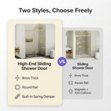 Frameless Sliding Shower Door 56-60 in W x 75 in H, Frameless Shower Door with 5/16" (8mm) Clear Tempered Glass