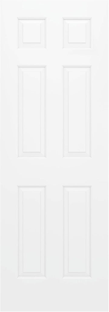 28"x80" Raised 6-Panel Textured White Primed Hollow Core Interior Molded Door Slab, NOT Pre-drilled and NOT Included Hardware, Paintable Interior Door for Pantry, Laundry, Office