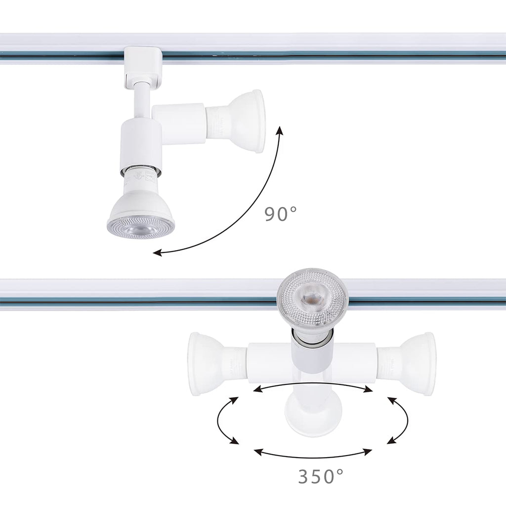 H Type Track Lighting Head to E26 Medium Screw Base Adapter Light Direction Adjustable Pack of 3 (White)