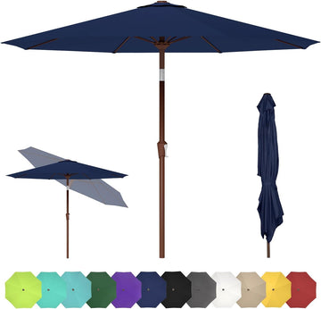 9-FT-Patio-Umbrella | Outdoor-Table-Umbrellas | 8 Sturdy Fiberglass Ribs | Push Button Tilt & Crank | Waterproof
