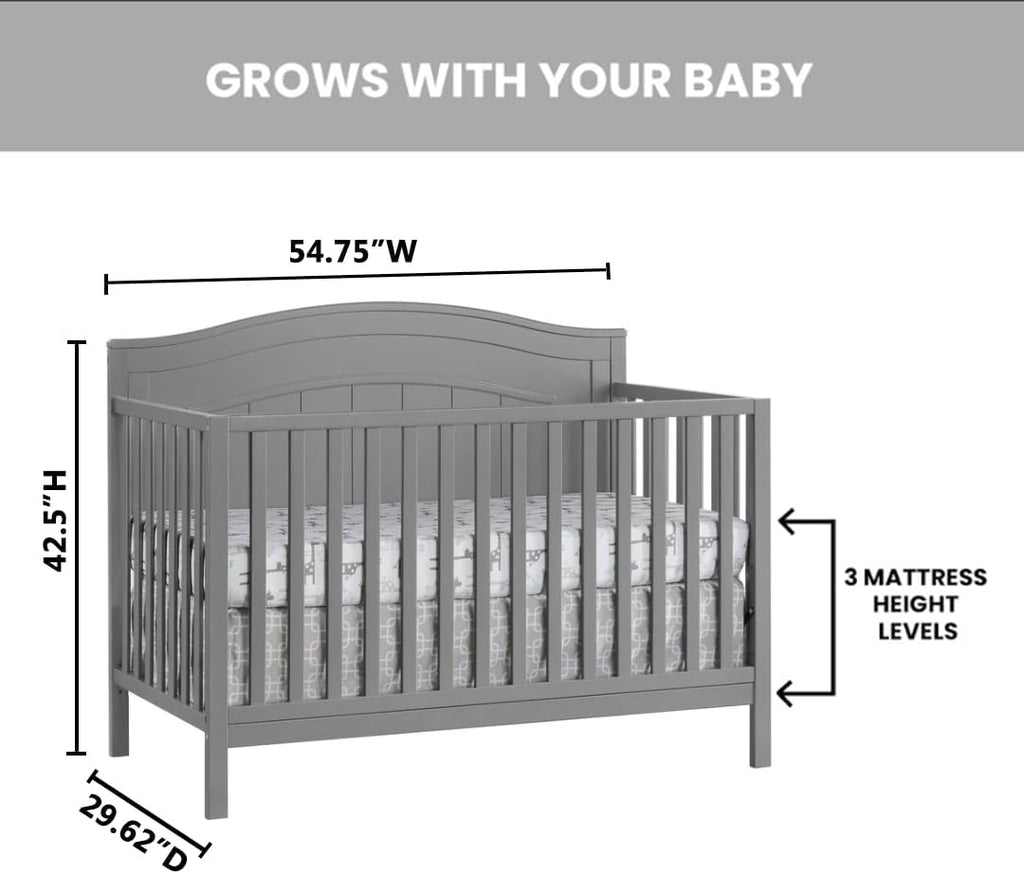 4-in-1 Convertible Crib, Dove Gray, GreenGuard Gold Certified