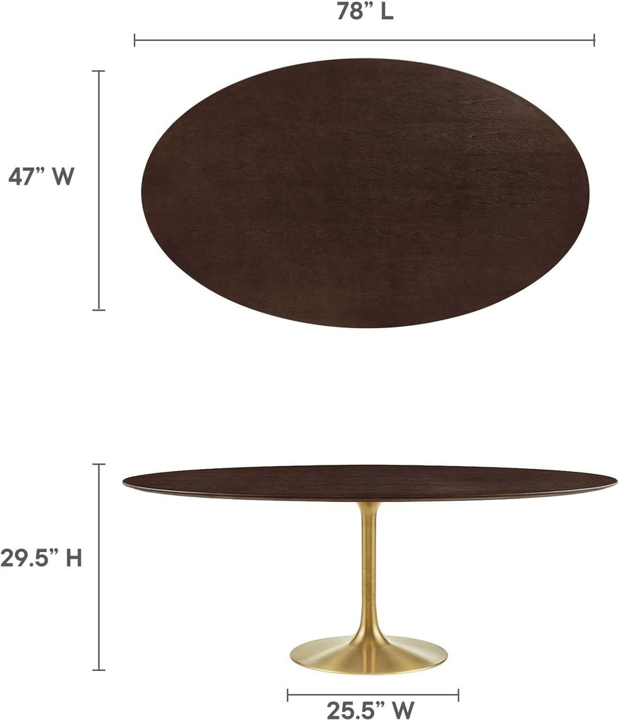 Lippa Dining Table, 78", Gold Cherry Walnut