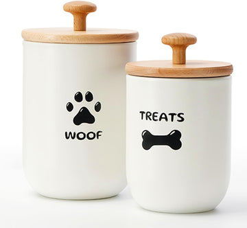 Dog Treat Container Set of 2, Dog treat jar with Airtight Lid, Small dog food container, Dog Cookie Jar Counter