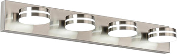 4-Light Bathroom Vanity Light, Brushed Nickel Bathroom Light Fixtures Over Mirror, LED Dimmable 5500K Bath Lighting