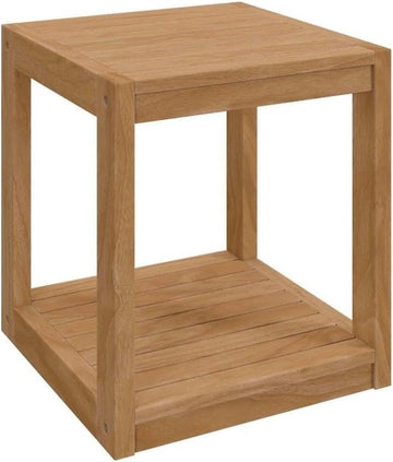 Carlsbad Modern Teak Wood Outdoor Patio Side Table in Natural
