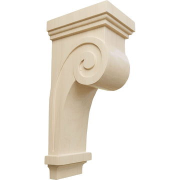 Scroll Wood Corbels, 4 1/2"W x 5 5/8"D x 12"H, Rubberwood