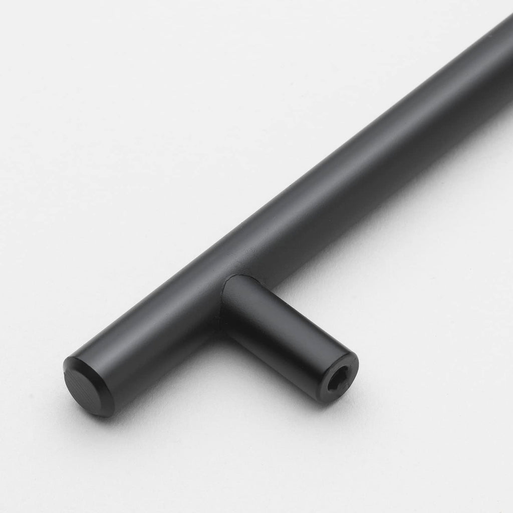 Matte Black Solid Handle Bar Pulls - 9" Center - 12" Long - Pack of 25