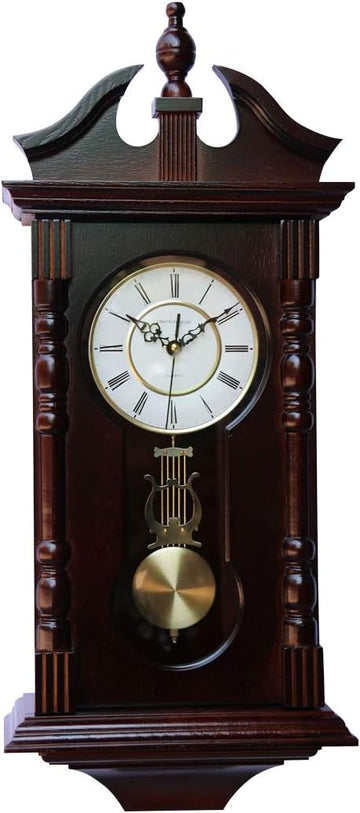 Wall Clocks: Grandfather Wood Wall Clock with Chime. Pendulum Wood Traditional Clock. Makes a Great Housewarming or Birthday Gift Wall...