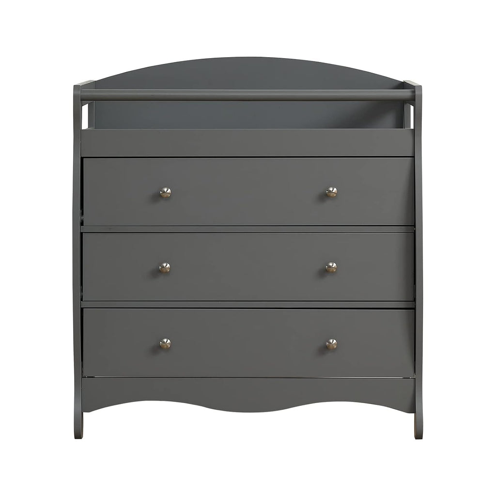 Changing Table Dresser Baby Diaper Changing Station Infant Nursing Table with 3 Drawers, Safety Rail & Strap , Gray |