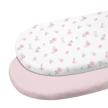 Organic Cotton Bassinet Sheets (33"x17") 2-Pack Pink for Girl