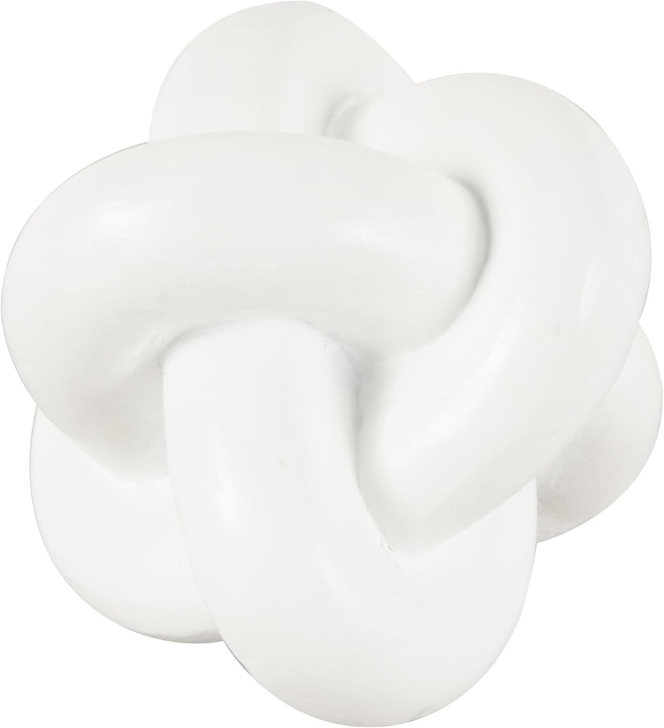 Resin Geometric Decorative Sculpture Knot Inspired Home Decor Statues, Set of 3 Accent Figurines 4", 4", 3"W, White
