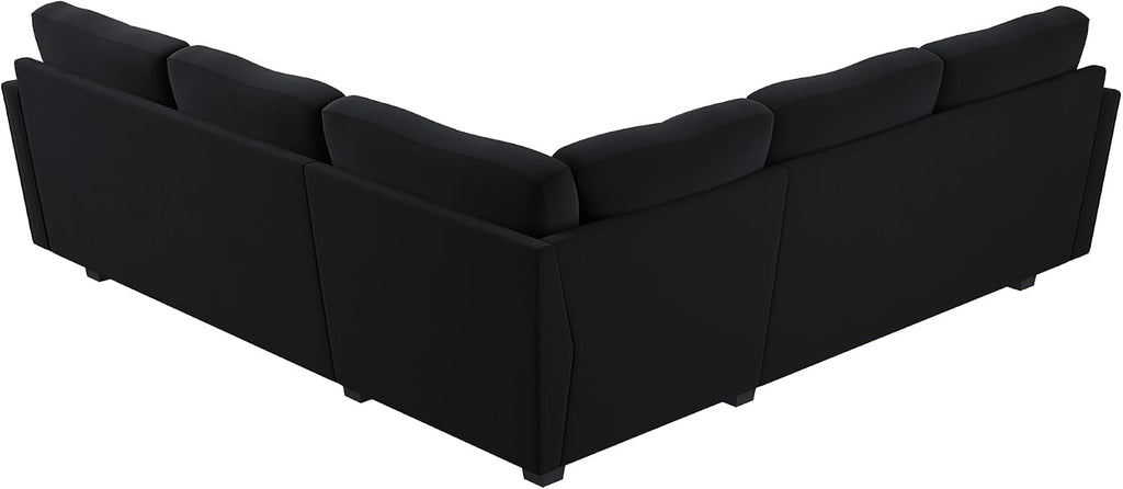 Convertible Sectional Sofa L Shaped Couch for Small Apartment Reversible Sectional Couch ,Velvet Black