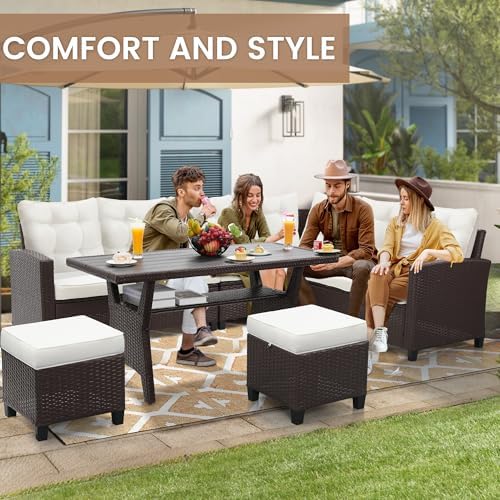 6-Piece Outdoor Patio Furniture Set | White All-Weather Resistant for Backyard, Garden & Porch