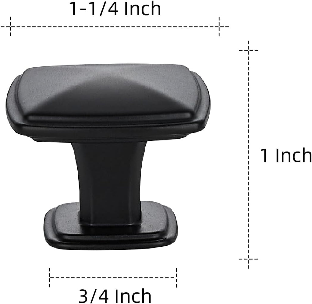 25 Pack Matte Black Kitchen Cabinet Square Knob Single Hole Cabinet Hardware Drawer Pulls and Knobs