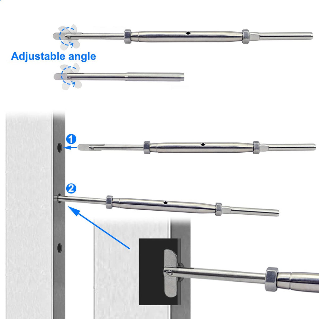 Stainless Steel Cable Railing Hardware Kit for Metal Posts 3/16 Cable Railing System, Drop Pin Turnbuckle 10 Pair