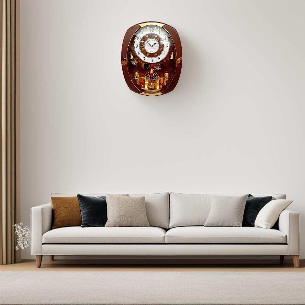 Armor 18" H Brown and Golden Color Classic Rotating Pendulum Wall Clock Decorative Wall Timepiece Adds Timeless Charm to Any Room Unique...