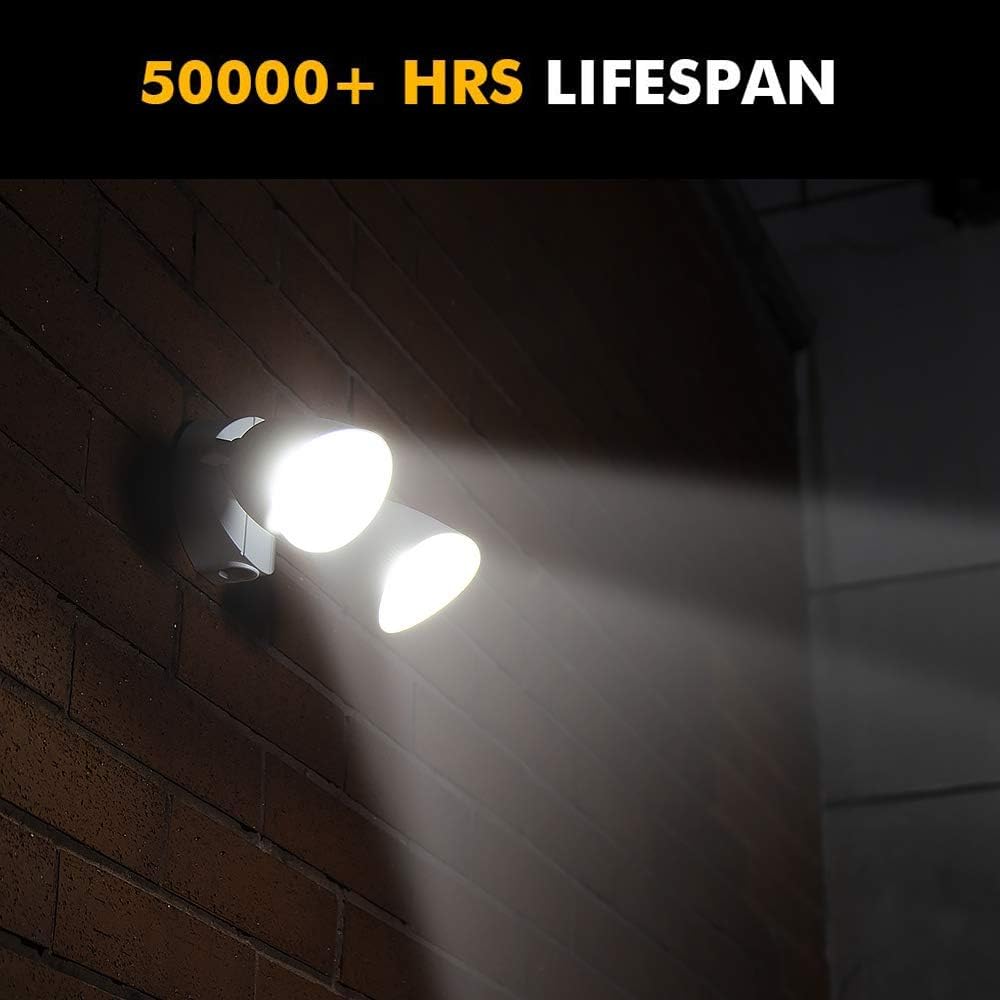 6222W 3500 Lumen 32 Watt 28 LED Dual-Head Floodlight Outdoor, Full Metal Design, Waterproof Exterior Security Wall