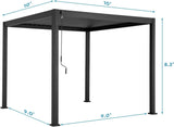 111S Round 10'x10' Metal Louvered Pergola with 10FT Shade Screen for Outdoor,Deck,Lawn,Garden,Backyard and