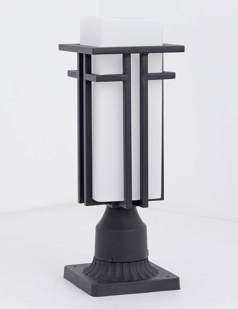 Outdoor Post Lights Waterproof Metal Frame with Milk White Frosted Glass Pier Mount Outdoor Lighting Fixtures(with 3-Inch Pier Mount Base) Pillar Light Post Lantern for Garden Backyard and Porch