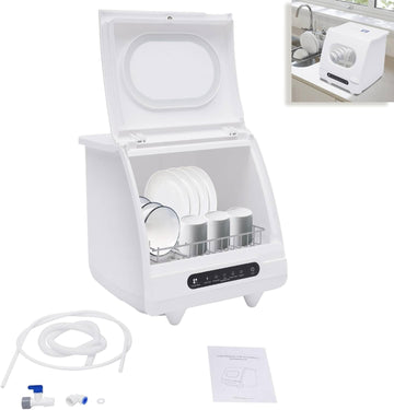 Portable Dishwasher Countertop 6 Place Settings Compact 15.6x15.4x16.9in 5 Functions 161.6°F 55dB Qu