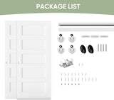 72x80 in 5-Panel Bypass Sliding Closet Door, White Primed Door Slab with Bypass Closet Track Hardwar