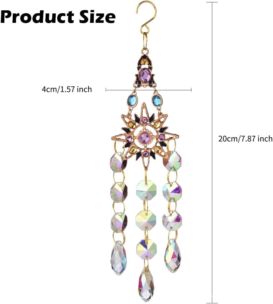 Crystal Suncatcher, Sun Catcher Crystals for Window Hanging, Crystal Wind Chimes Outdoor Indoor Decoration