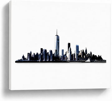 New York Skyline Canvas Wall Art, Black and White NYC Cityscape Print, Gallery Wrapped Minimalist Wall Decor Room