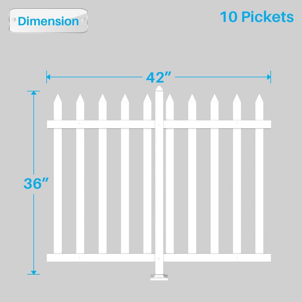 8 Sets Vinyl Picket Fence Panels 36" H x 84" W White PVC Fence for Front Yard Porch Deck Pool Air Conditioner Fence