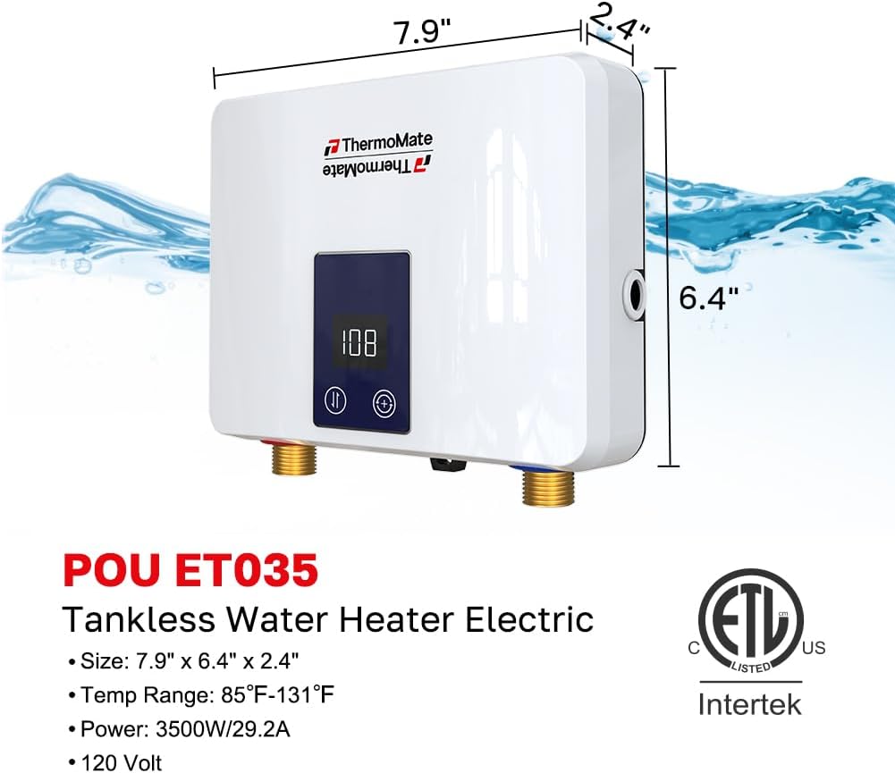 Tankless Small Water Heater Electric 120V 29.2Amp