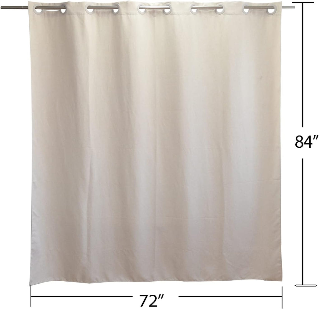 Beige Linen Textured Shower Curtain 84 Inches Long, without Hooks Needed | Water-Repellent, Machine Washable