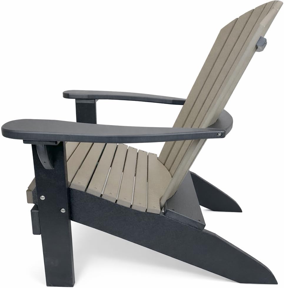 Amish Handmade Poly Adirondack Chair - Maintenance-Free Outdoor Patio Chair - Weatherproof Poly Lumber - Stainless