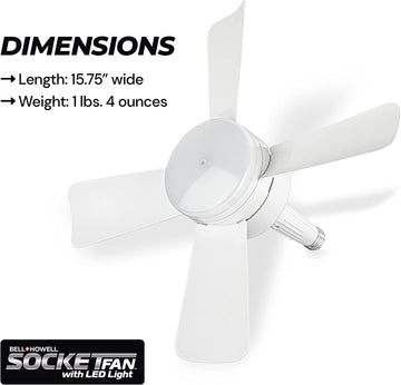 Breeze Socket Fan Light with Remote, Portable Small Ceiling Fans with Lights for Bedroom, Kitchen, Living Room, Ceiling Fan with Light 3500K, 1000 Lumens, Screws into E26/E27