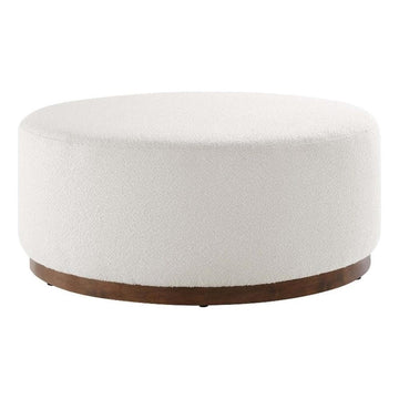 Large 38" Round Boucle Upholstered Upholstered Ottoman