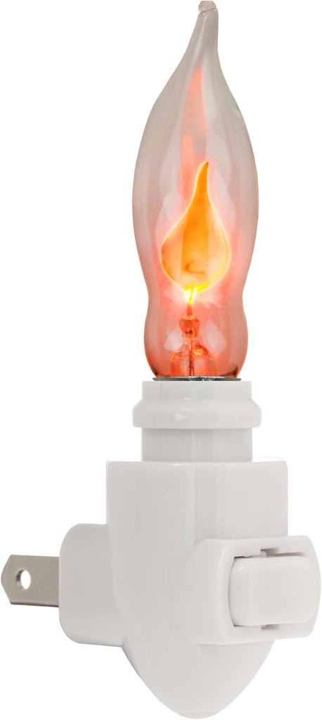 A101 Flicker Flame Light Bulb - 3 Watt, 130 Volt, E12 Candelabra Base, Nickel Plated Base - Dances with a Flickering