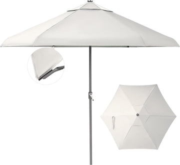 9 Ft Patio Umbrella with Auto-Tilt & Olefin Fabric