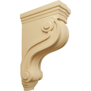 Boston Traditional Scroll Wood Corbels, 3 7/8"W x 8"D x 13"H, Alder