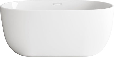 Daphne 54 Inch Soaking Roll Top Bathtub, Modern Style, Glossy White