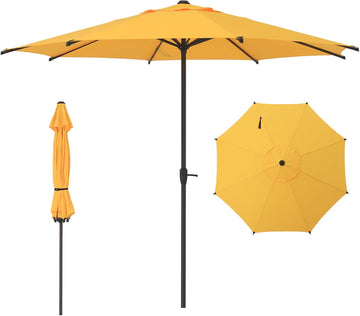 9FT Lyon Outdoor Patio Umbrella Outdoor Table Umbrella with Crank Market Umbrella 8 Sturdy Ribs UV Protection - Yellow