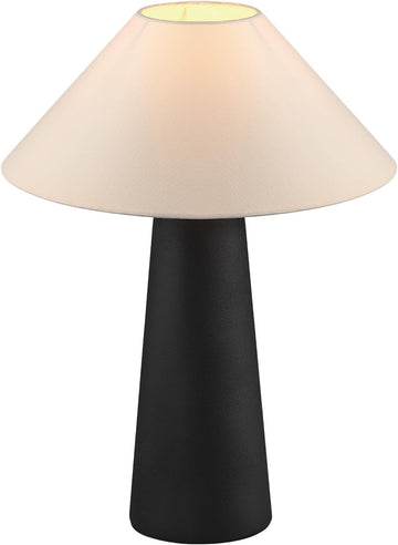 Novogratz x 18" Ceramic Table Lamp, Matte Black, Off-White Tapered Fabric Shade, in-Line Rocker Swit