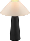 Novogratz x 18" Ceramic Table Lamp, Matte Black, Off-White Tapered Fabric Shade, in-Line Rocker Swit