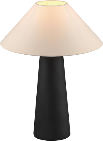 Novogratz x 18" Ceramic Table Lamp, Matte Black, Off-White Tapered Fabric Shade, in-Line Rocker Swit