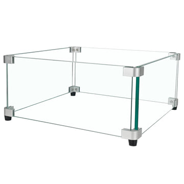 Glass Wind Guard, 15 x 15 x 6.5 inch Clear Tempered Wind Guard for Gas Firepit, Thick Square Glass Shield with