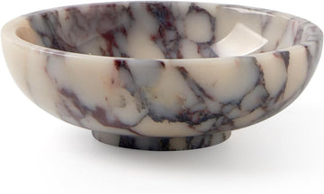 Luxury Natural Marble Decorative Bowl - Medium 7-Inch Calacatta Viola Marble for Coffee Table Centerpiece Holder
