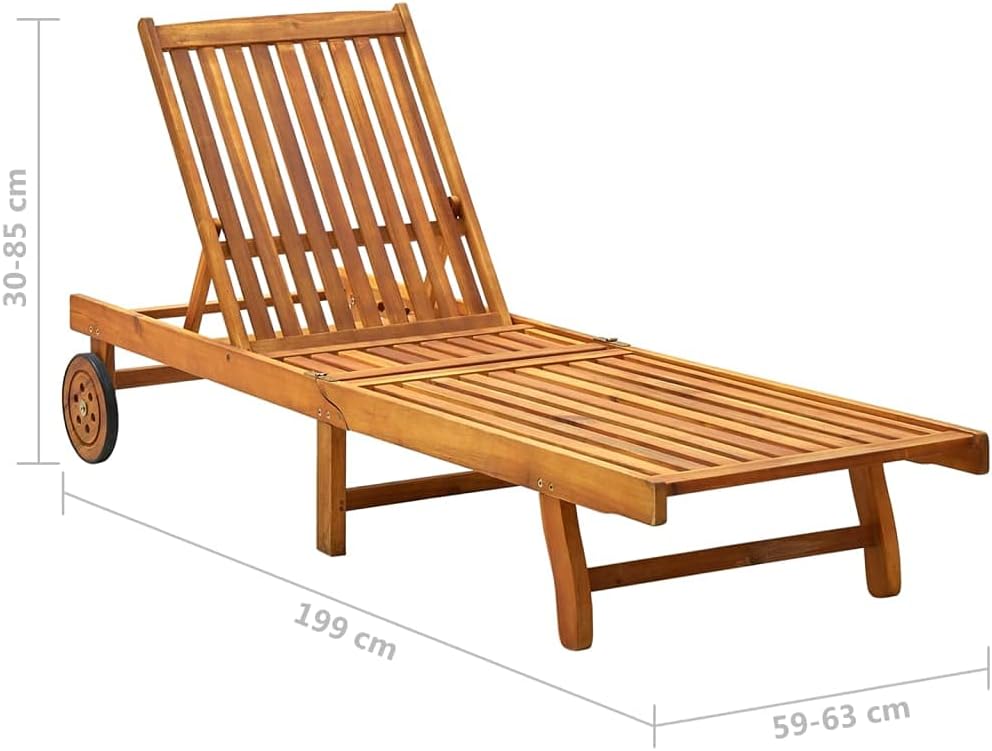 Patio Lounge Chair, Outdoor Chaise Lounge Chair with Adjustable Backrest, Sunlounger, Sunbed Poolside, Farmhouse