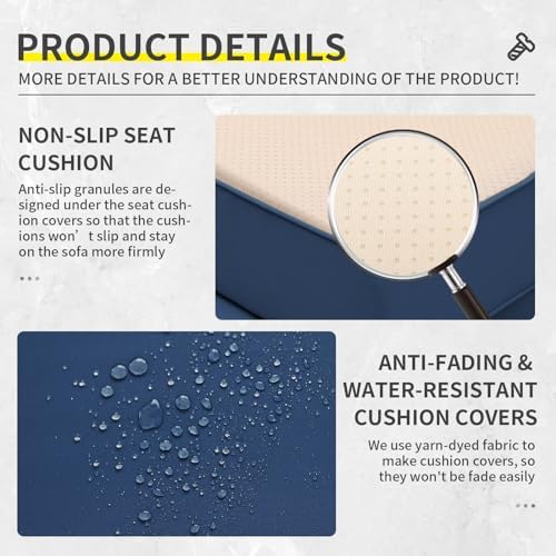 5-Piece Wicker Outdoor Patio Furniture Set - Conversation | Navy Blue All-Weather Resistant for Patio, Garden & Porch