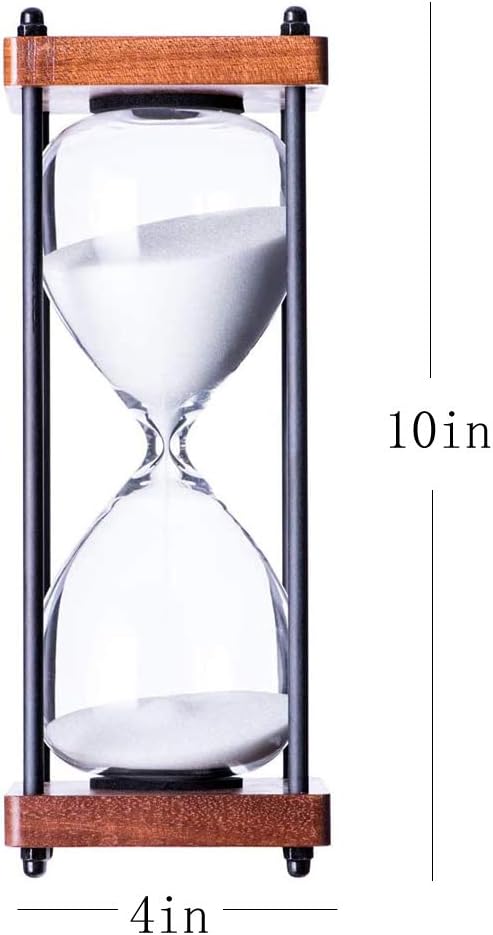 Large Hourglass Timer 60 Minute, Decorative Wooden Sandglass, White