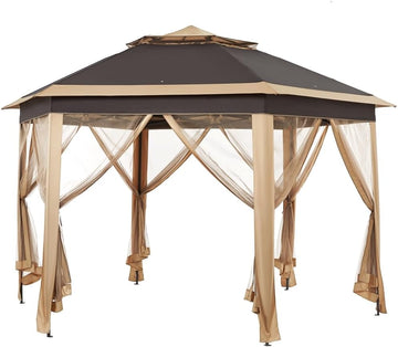 13x13 Pop up Gazebo, Hexagonal Outdoor Canopy Shelter