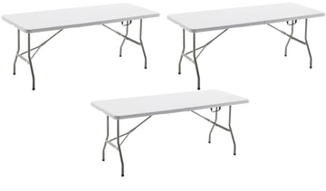 Fold-in-Half Folding Table 6 Feet 72"x 29.5" Lightweight Portable Carrying Handle Indoor Outdoor Picnic Camping