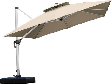 10ft Patio Umbrella Outdoor Square Large Cantilever Windproof Offset and Heavy Duty Sun Umbrella Pool, Beige